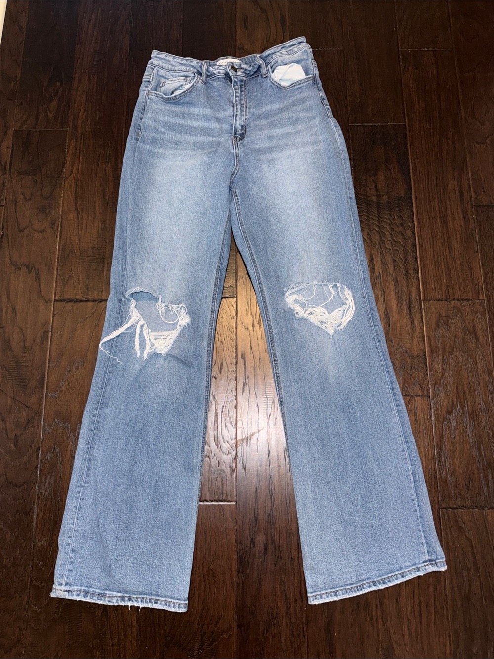 Flying Monkey Light Blue Distressed Women's Wide Leg Jeans Size 30